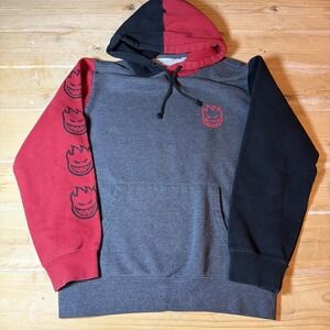 Spitfire Hoodie Mens Medium Black Red Pullover Skate Flame‎ Graphic Sweatshirt